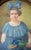 Aline Boisset, Young Girl with Blue Bouquet, 1940s, Pastel on Paper For Sale - Image 3 of 4