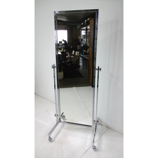 Chrome Full Length Rolling Chrome 2 Sided Dressing Mirror For Sale - Image 8 of 9