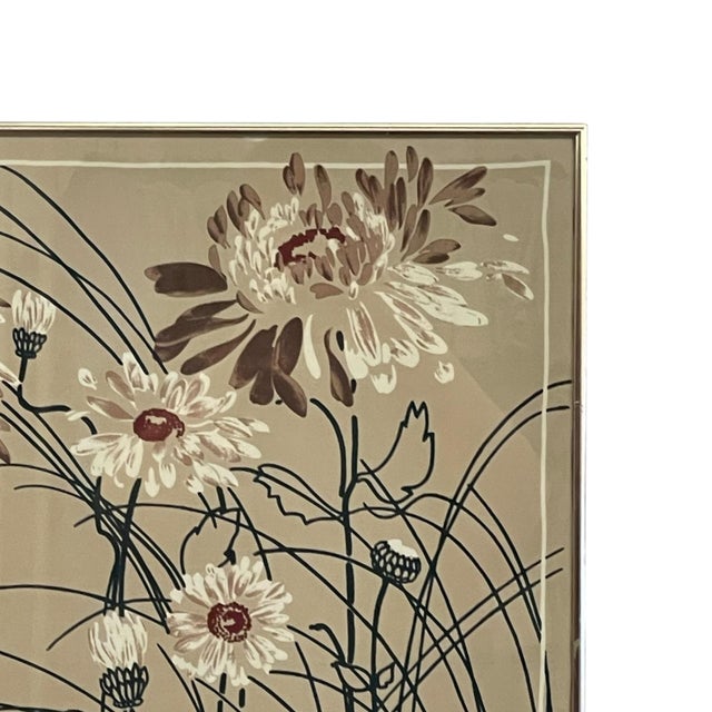 1970s Vintage 1975 Framed Floral Screen Print Dated Botanical Wall Art.. For Sale - Image 5 of 10