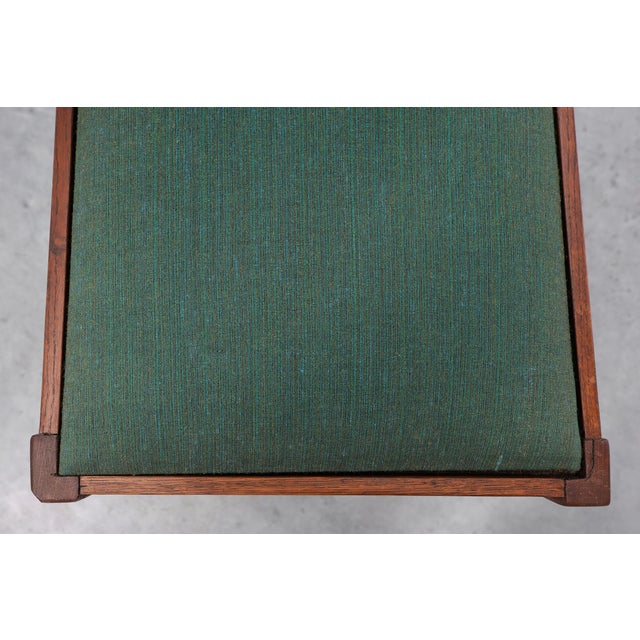Belgian Modernist Art Deco Oak Side Chair with Green Upholstery, 1920s For Sale - Image 12 of 13