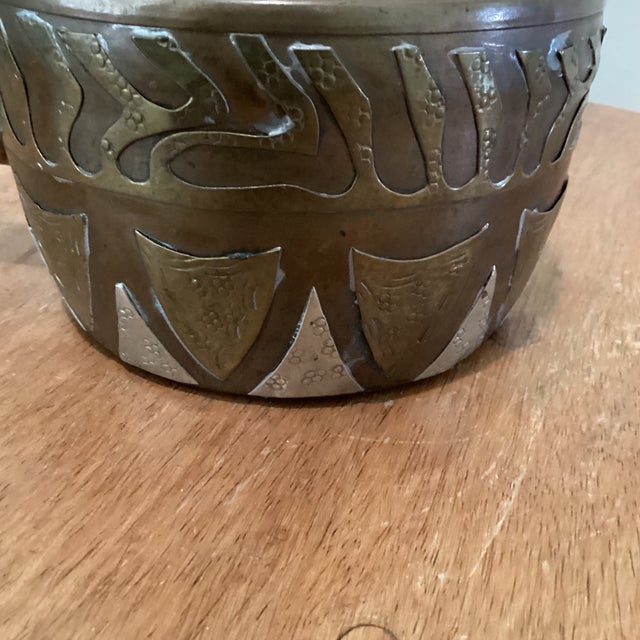 Antique Victorian Copper Large Kettle With Brass/Silver Patchwork and Gooseneck For Sale - Image 4 of 12