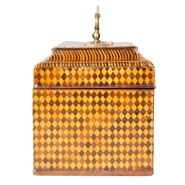 Traditional Fine George III Parquetry Teacaddy For Sale - Image 3 of 10