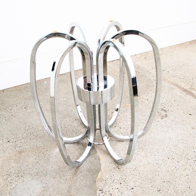 Chrome Mid Century Modern Side Table End Nighstand Round Chrome Milo Baughman Vintage For Sale - Image 8 of 12