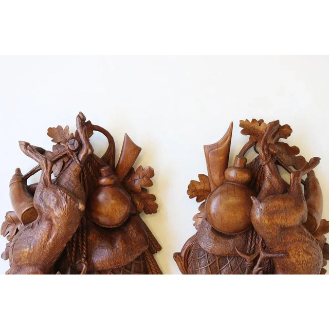 19th Century Swiss Carved Black Forest Trophy Plaques, 1880, Set of 2 For Sale - Image 3 of 11