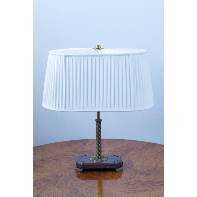 Swedish table lamp by unknown designer and producer. Made sometime around the 1940s. High quality craftsmanship and...