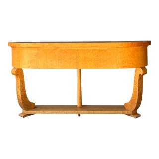 Vintage Deco Burl Console Table For Sale