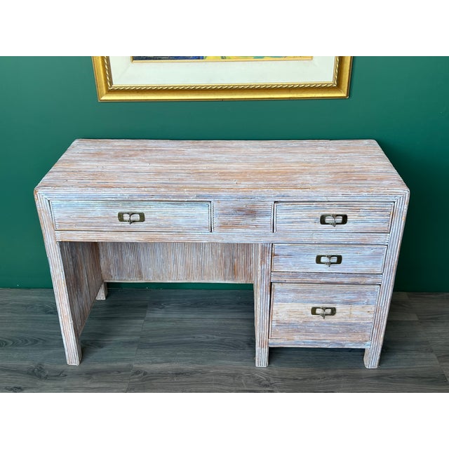 Late 20th Pencil Reed Writing Desk of Four Drawers For Sale - Image 9 of 9