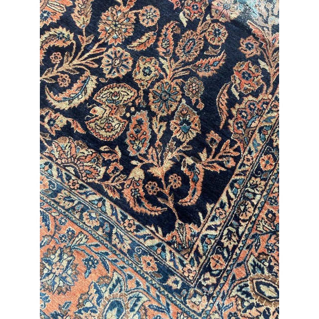 1920s ROYAL MOHAJERAN SAROUK with Peacocks, Butterflies, Cacoons, & Zoroastrian Flames Rug 9 x 15.1 For Sale - Image 12 of 15