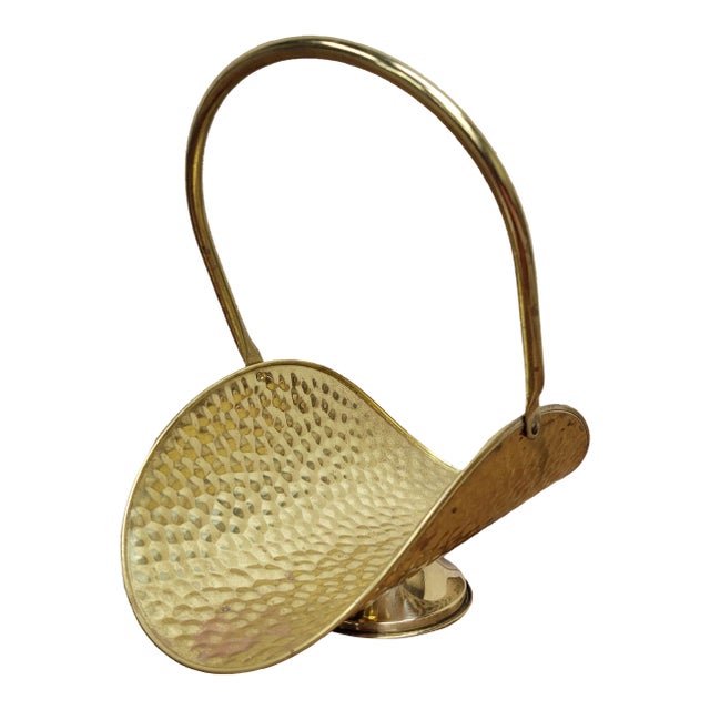 Vintage 1987 Nojhof-Zevenaar Hammered Brass Fireplace Log Holder Made in Holland For Sale