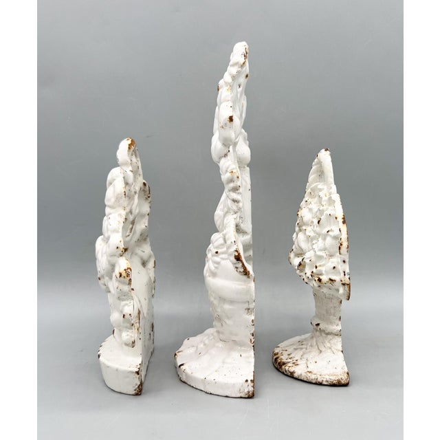 Vintage 1980's White Cast Floral Door Stops – Set of Three – Cottagecore / French Country / Shabby Chic For Sale In Houston - Image 6 of 13