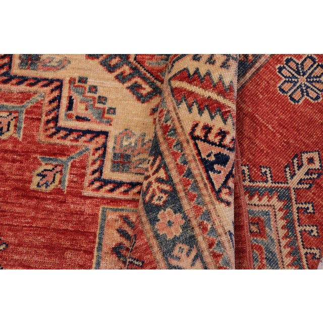 Textile Rustic Super Kazak Rust/Beige Wool Rug - 5'4'' X 7'7'' For Sale - Image 7 of 10