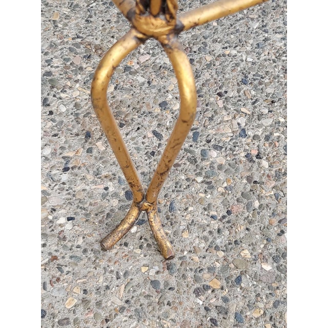 Vintage Mid Century Black Bench W Gold Metal Base Hollywood Regency For Sale - Image 11 of 12