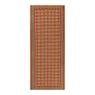 Handwoven Vintage Kilim Rug in Orange Beige Geometric All Over Pattern For Sale