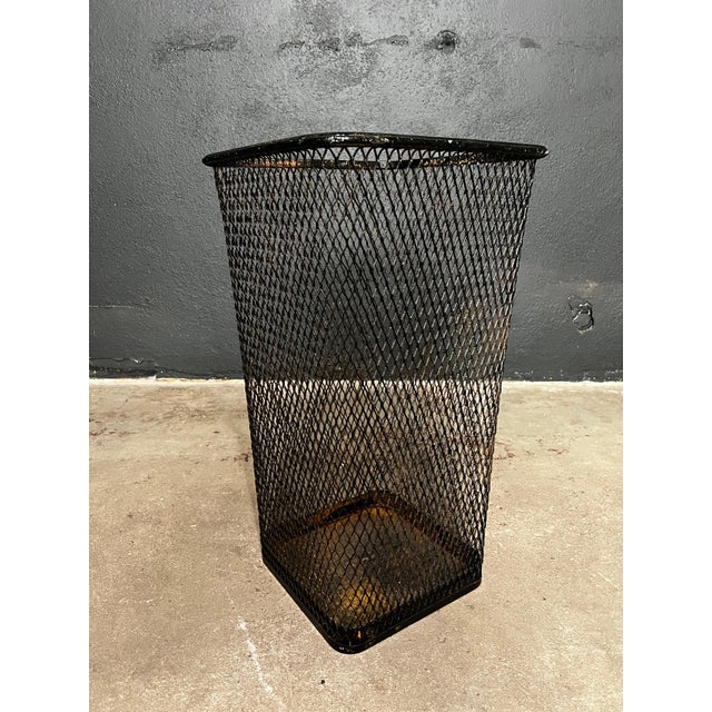 Mid 20th Century Industrial Wire Mesh Metal Trashcan Wastebasket For Sale - Image 9 of 9