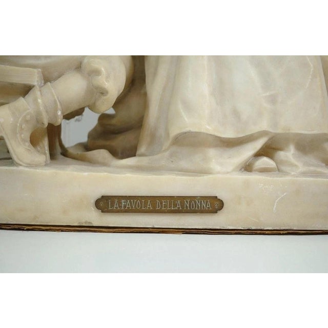 Early 20th Century E Battiglia La Favola Della Nonna Alabaster Italian Sculpture Tale of Grandma For Sale - Image 4 of 13