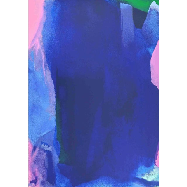 Italo Bressan, Blue Composition, Original Screen Print, 1989 For Sale