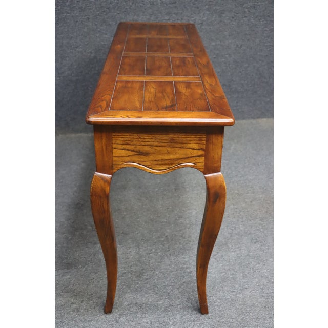 Henredon Oak Console Table With Drawers For Sale - Image 11 of 14