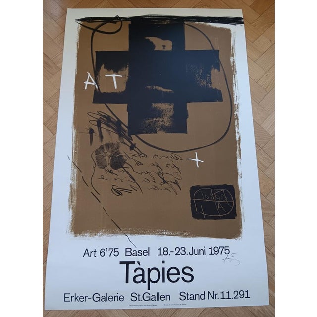 Brown Original Hand-Signed Art Basel6'75 Exhibition Poster by Antoni Tapies For Sale - Image 8 of 9