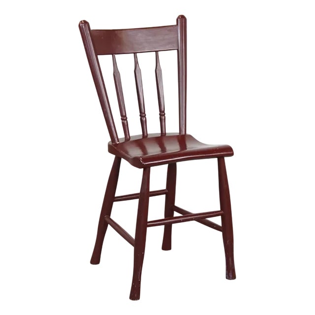 Vintage Dutch Farmers Side Chair in Burgundy Wood For Sale