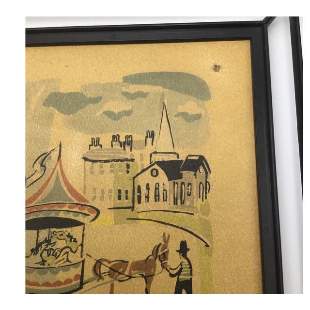 Vintage Framed Modern Art Street Scene Silkscreened Serigraphs by Nicholas Takis - a Pair For Sale - Image 11 of 13