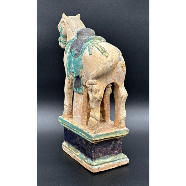 Ceramic Ming Dynasty Antique Chinese Pottery Horse Tomb Figure Sculpture For Sale - Image 7 of 10