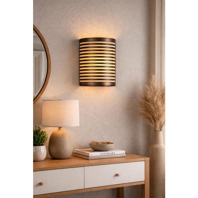 Contemporary Italian Pollux Wall Light in Burnished Metal with Perforated Structure For Sale - Image 3 of 6