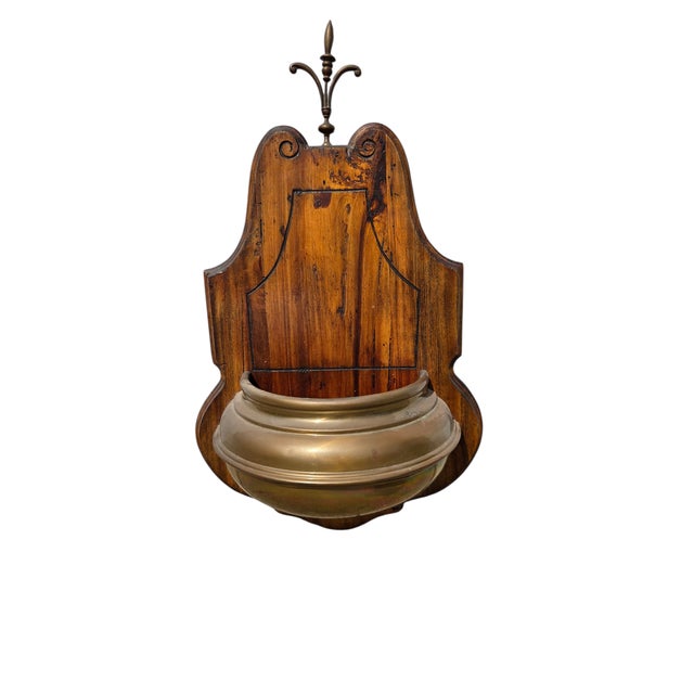 Ethan Allen 1970s Ethan Allan Rare Rustic Italian Regency Wall Sconce Planter Shelf Pine Brass For Sale - Image 4 of 15