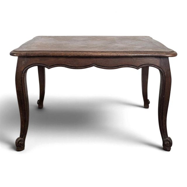 Brown Louis XV Style Oak Coffee Table with Parquet Top, 1960s For Sale - Image 8 of 8