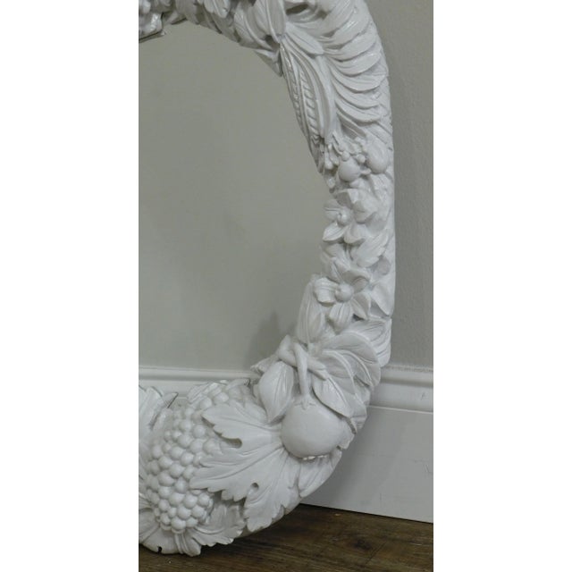 Gargoyles Studio Carved Fruit and Leaves White Lacquered Wall Mirror For Sale - Image 9 of 13