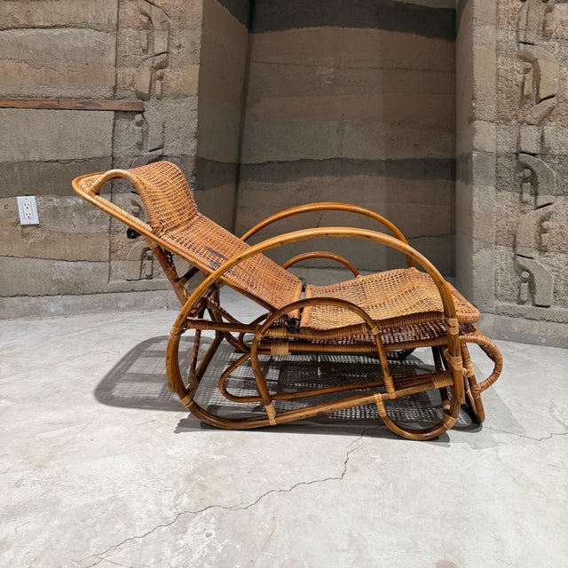 Franco Albini Mid-Century Italian Bamboo & Rattan Reclining Chaise Longue For Sale - Image 4 of 18