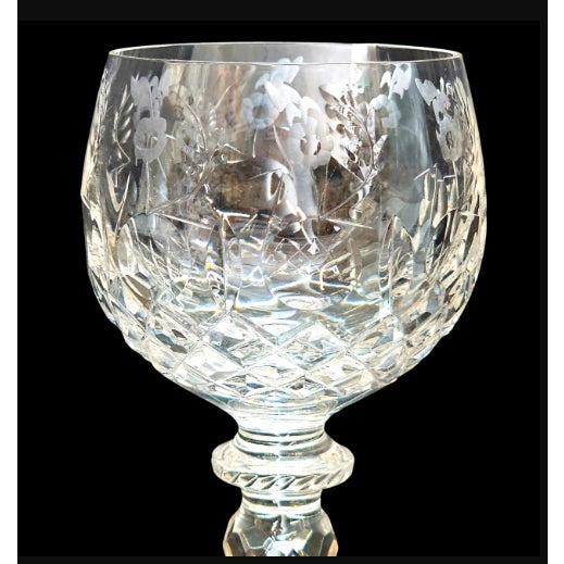 Rogaska Gallia Cut Crystal Hock Wine Glasses, Set of Four, Etched European Stemware 8.25" For Sale In San Francisco - Image 6 of 7