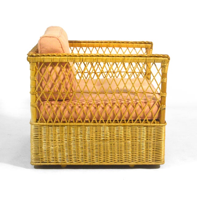 McGuire Davis Allen Square Chair and Ottoman by McGuire For Sale - Image 4 of 9