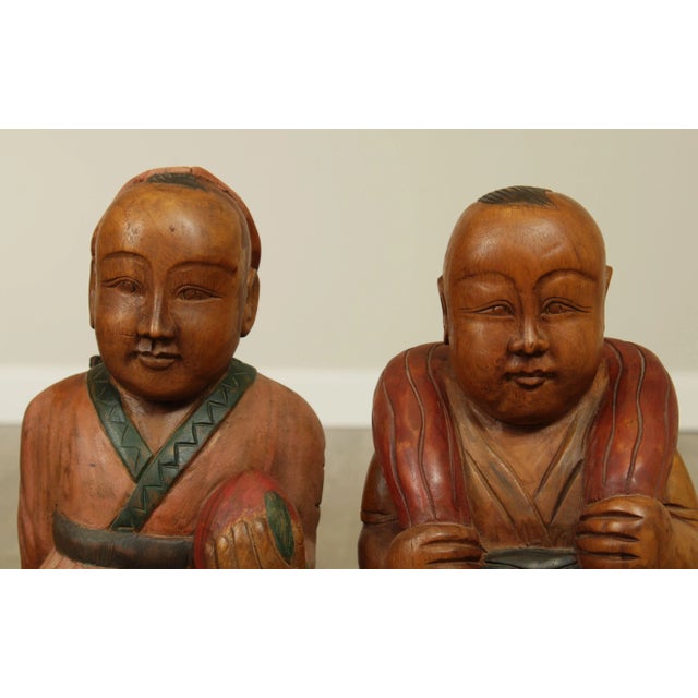 Vintage Chinese Carved Figures - a Pair For Sale - Image 9 of 13