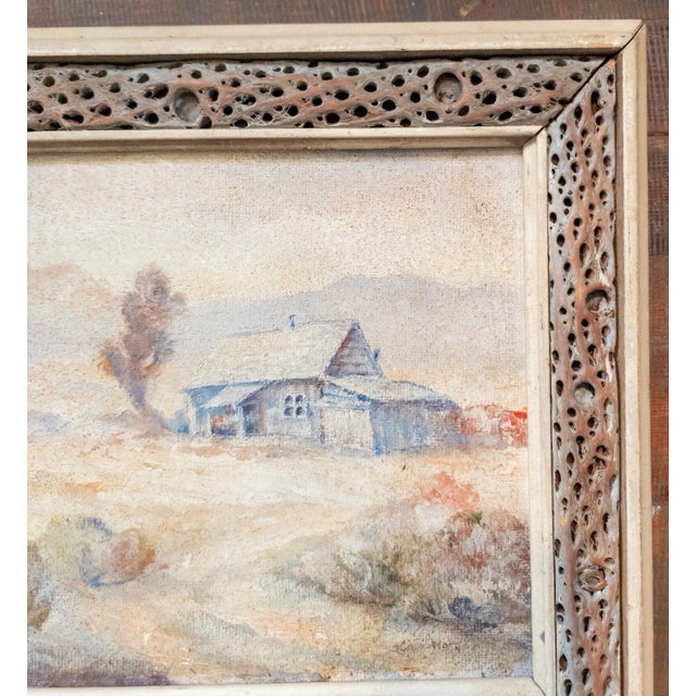 Mid-Century Western Impressionist Homestead Landscape in Rustic Frame For Sale In New York - Image 6 of 12