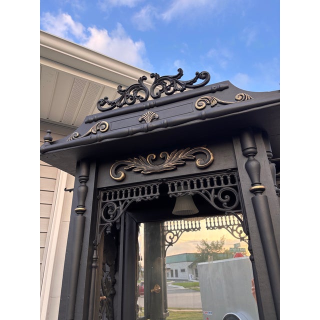 Grand 19th-Century Gothic Revival Matte Onyx Gilt Oak Hall Tree. Quantity 1 For Sale - Image 11 of 12