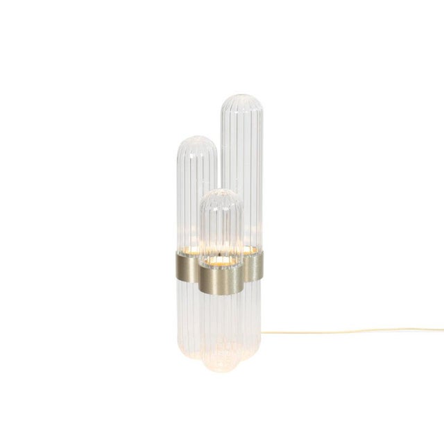 Small Cactus Floor Lamp in Transparent with Brass Centrepiece by Mickael Koska for Pulpo For Sale - Image 4 of 4