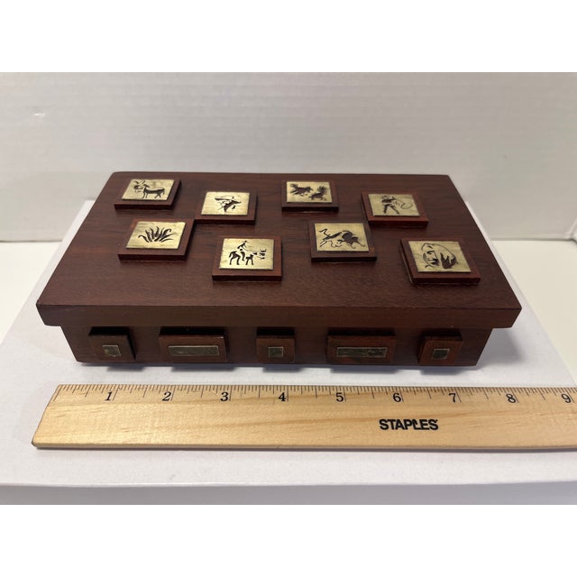 1960s Mid-Century Modern Rosewood Wood Jewelry Trinket Box Sterling Silver Inlay With Hinged Lid For Sale In Los Angeles - Image 6 of 8