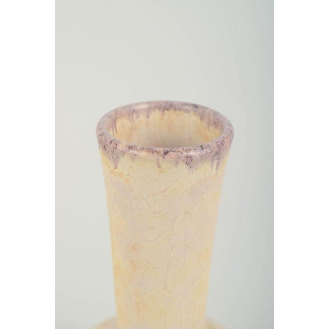Swedish Vase in Glazed Stoneware with Pale Yellow Crackle Glaze from Ekeby For Sale - Image 3 of 5