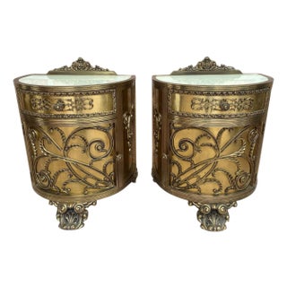 Pair of Louis XVI Style Bronze Demilune Cabinets, 20th Century For Sale