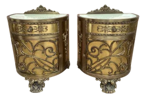 Pair of Louis XVI Style Bronze Demilune Cabinets, 20th Century