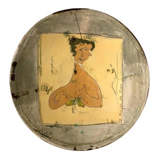 Mid 20th Century "La Mujer de Juan" Glazed Pottery Charger For Sale
