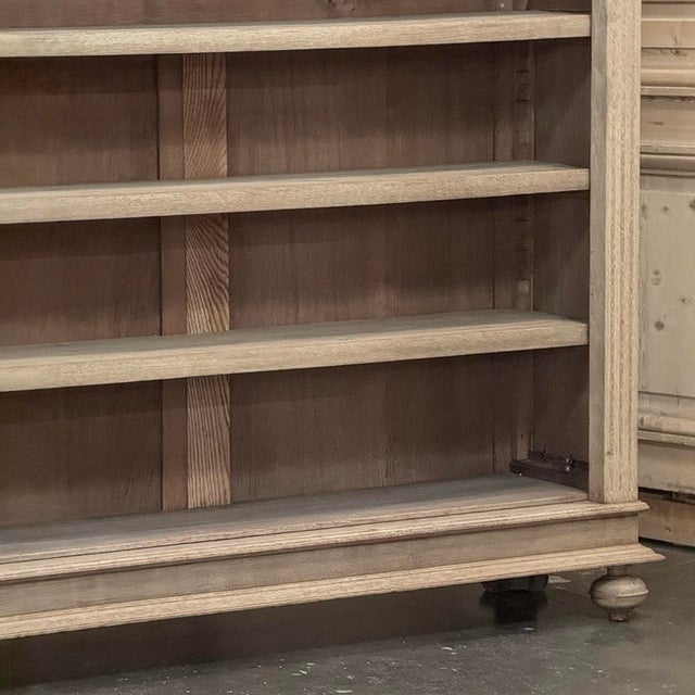 Antique Dutch Neoclassical Open Bookcase in Solid Stripped White Oak For Sale - Image 9 of 18