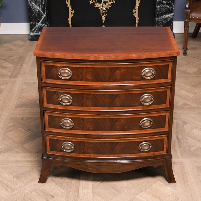 Niagara Furniture Banded Mahogany Bowfront Chest For Sale - Image 10 of 12