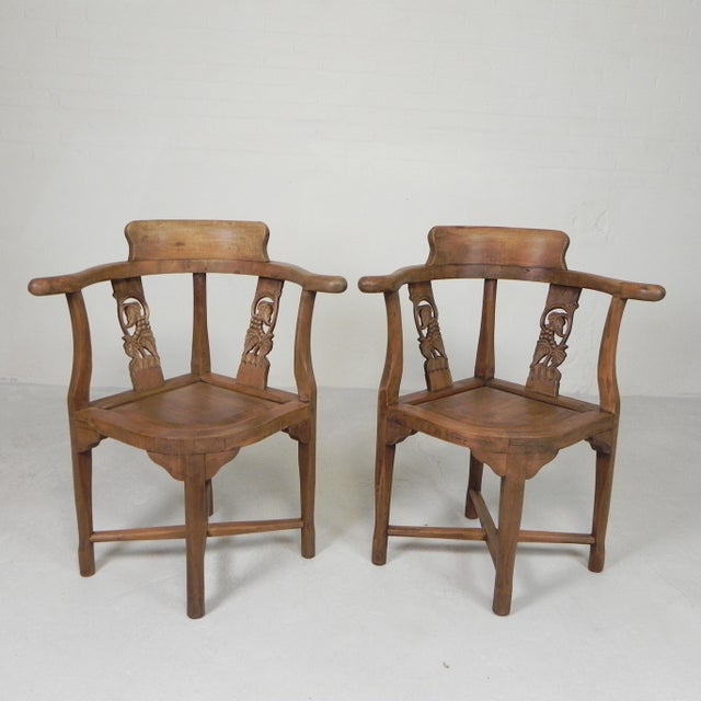1980s Vintage Corner Chairs in Teak, 1980s, Set of 2 For Sale - Image 5 of 18