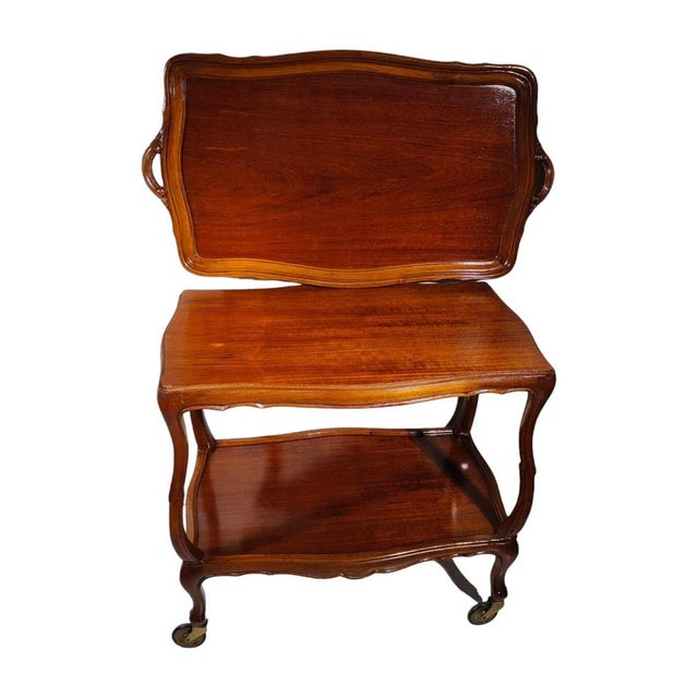 Italian Fruitwood Bar Cart, 1950s For Sale - Image 12 of 15