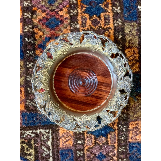 Vintage Towle Silver Plated Champagne/Wine Bottle Coaster in a Classic Grape Leaf Pattern. Great depth to the repousse...