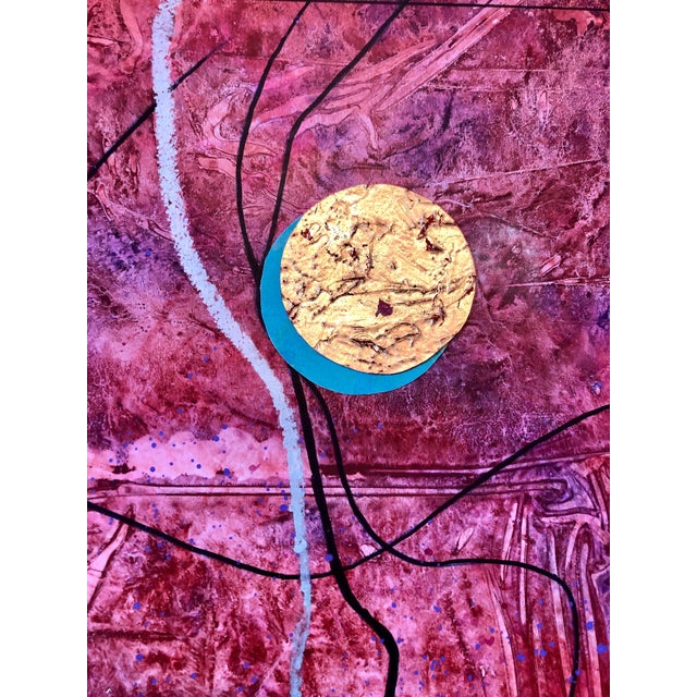 Sonja Kuhfahl, Acrylic Abstract Colorful Contemporary Gilt Collage Painting Gold Leaf Gilding, 1991 For Sale In Miami - Image 6 of 9