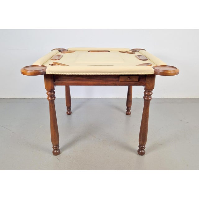 Beige Game Table in Walnut and Leather from Valenti, Spain, 1970s For Sale - Image 8 of 18