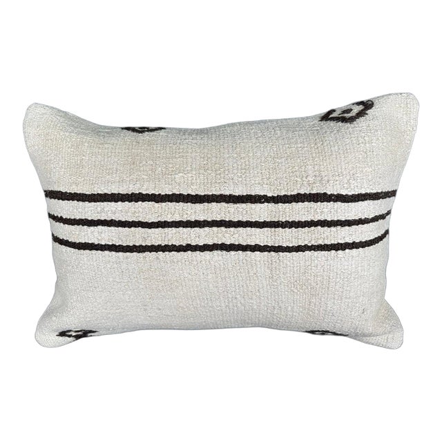 Turkish Hemp Pillow Cushion Natural Beige Brown Pillow Cushion Cover 16" x 24" For Sale
