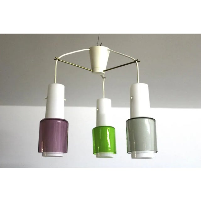 Danish Ceiling Light with Colourful Glass Shades, 1960s For Sale - Image 6 of 10